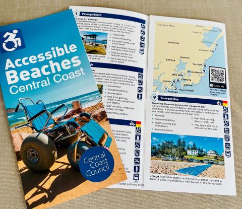 Accessible Beaches Central Coast brochure on a table 