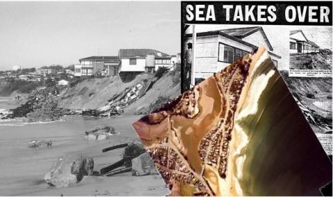 Beach erosion at Wamberal Beach during 1970s