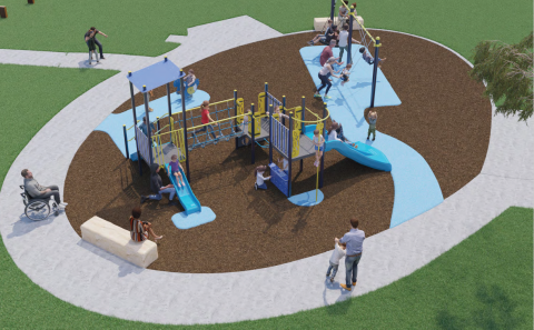 Outdoor playspace with slide 