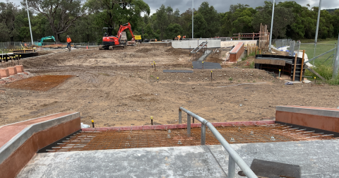 skate park construction heavy machinery and construction works