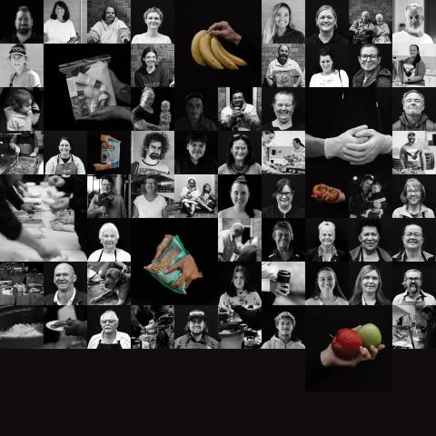 Homelessness week collage of black and white photos