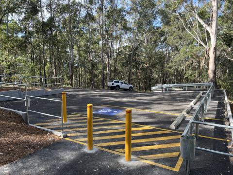 carpark in the bush with accessible car space 