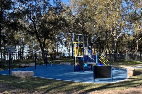 Bluebell Park playspace Playspace with a range of colourful equipment