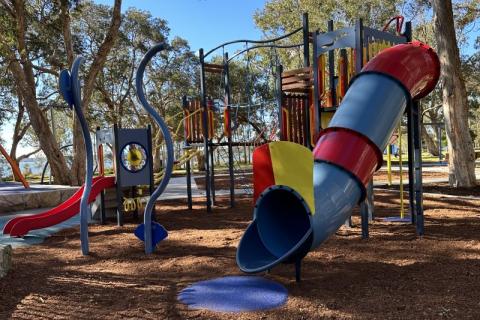 Mackenzie Reserve playspace Playspace with a range of colourful equipment