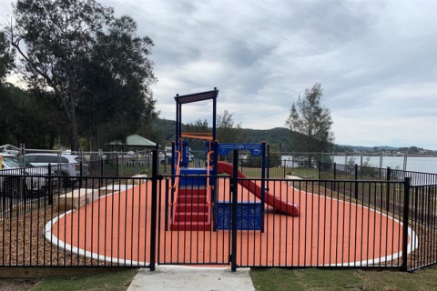 Koolewong Foreshore playspace Playspace with a range of colourful equipment