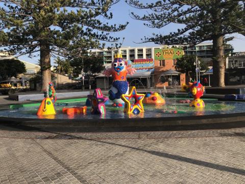 Vera's Water Garden Colourful statues and fountain in waterpark