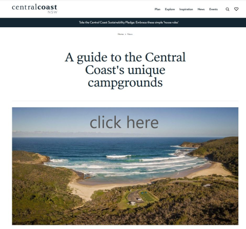 A guide to the Central Coast's campgrounds web page snap
